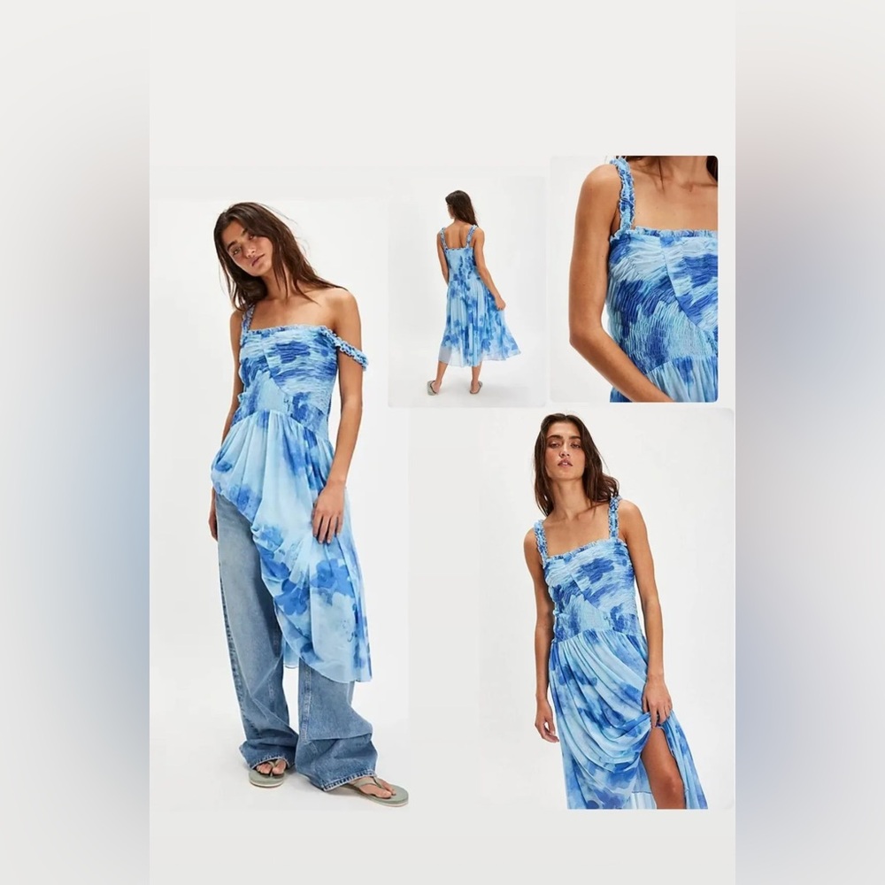 NWT Free People Tessa Smoked Midi Dress